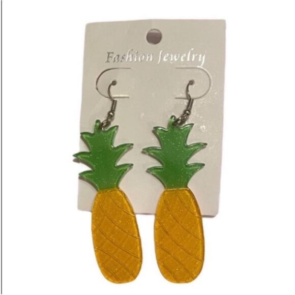 Glitter Pineapple Drop Earrings - Picture 3 of 3
